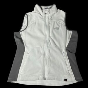 The North Face Womens Polertec Vest Full-zip Pockets Lightweight White Size L